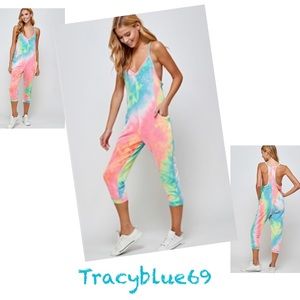 2 Left❗️5🌟Rated Tie Dye Strappy Romper w/ Pockets